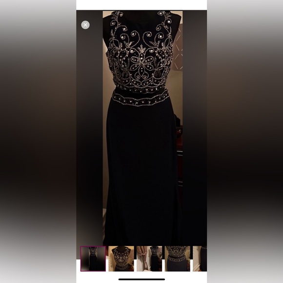 Elegant Camille Dark Blue 2 piece gown with crystals and beads Size 10 - Picture 4 of 9